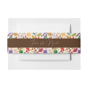 Spring Mustard Yellow Purple Meadow Flower Wedding Invitation Belly Band