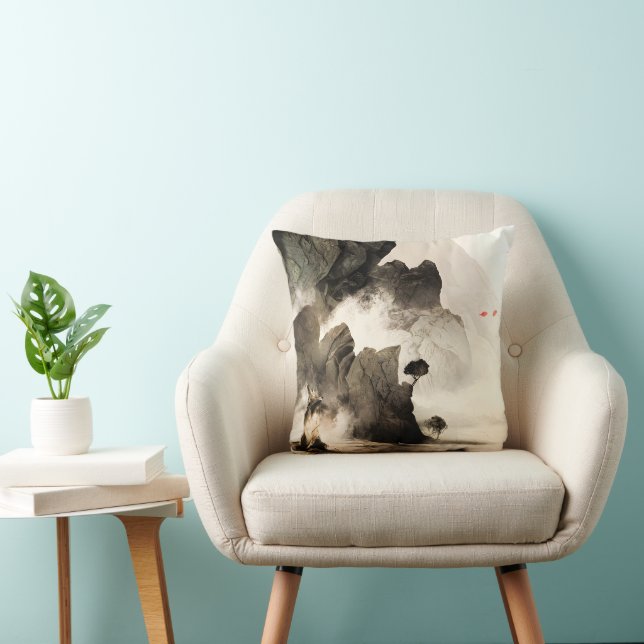 Spring Mystic Fox Misty Mountain Minimalist Zen Cushion (Chair)