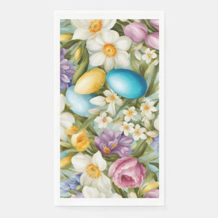 Spring. Narcissus, Hyacinths, Tulips, Easter Eggs Napkin