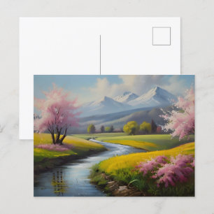 Spring nature landscape postcard