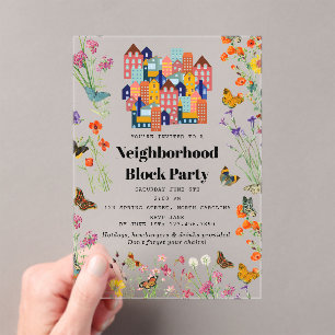 Spring Neighborhood BBQ Block Party Acrylic Invitations