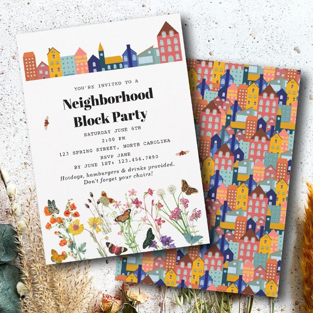 Spring Neighborhood BBQ Block Party Invitation (Spring Neighborhood BBQ Block Party Invitation)