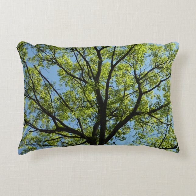 Spring Oak Tree Vibrant Nature Decorative Cushion (Front)