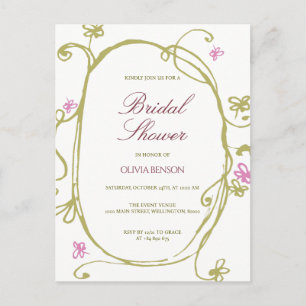 Spring Olive Botanical Bridal Shower Invitation Postcard