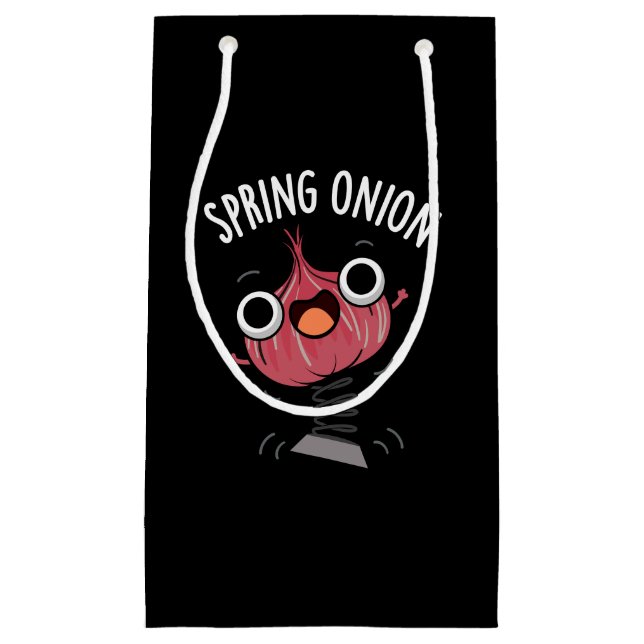 Spring Onion Funny Veggie Pun Dark BG Small Gift Bag (Front)