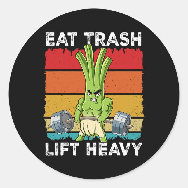 Spring Onion Gym Weight Training Eat Trash Lift He Classic Round Sticker (Front)
