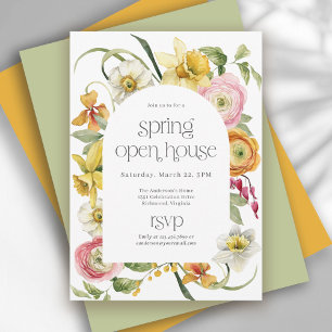 Spring Open House Bright Watercolor Floral Invitation