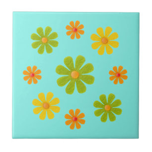 Spring orange and yellow flowers for kitchen tile