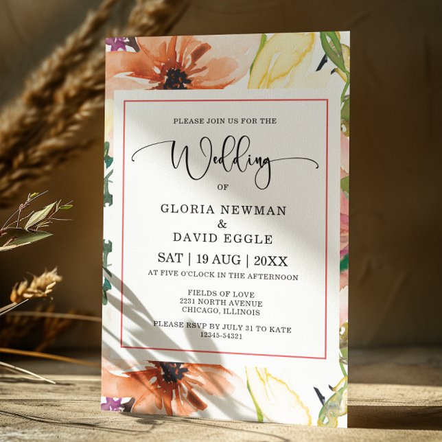 Spring  Orange Floral Wedding Invitation (Creator Uploaded)