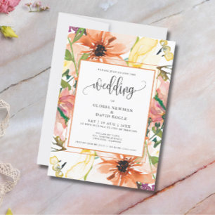 Spring Orange Floral Wedding Invitation