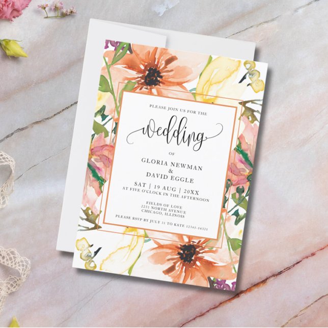 Spring Orange Floral Wedding Invitation (Creator Uploaded)