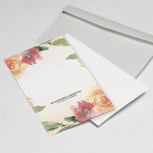 Spring Orange Red Floral Earring Display Business Card (Creator Uploaded)
