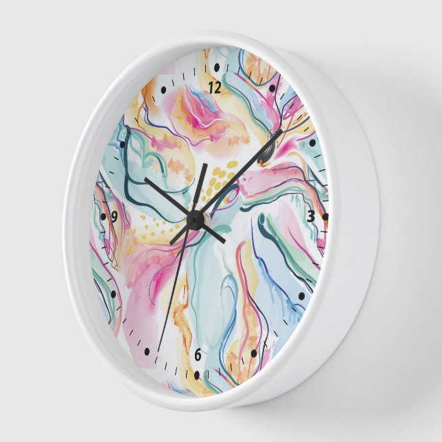 Spring organic texture with flowing wavy shapes clock (Angle)