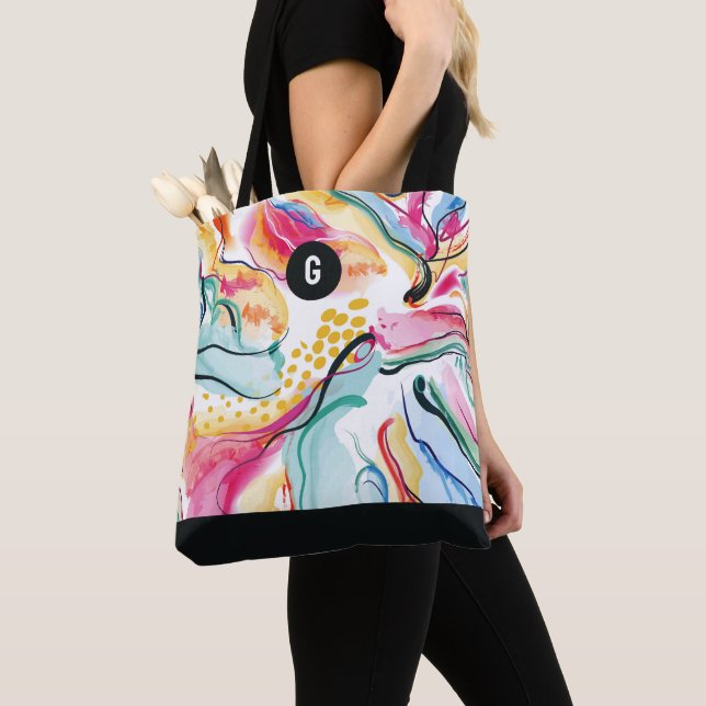 Spring organic texture with flowing wavy shapes tote bag (Close Up)