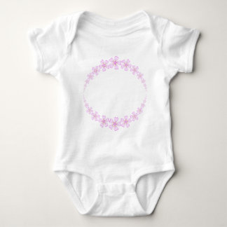 Spring ornament with wreath of pink flower baby bodysuit
