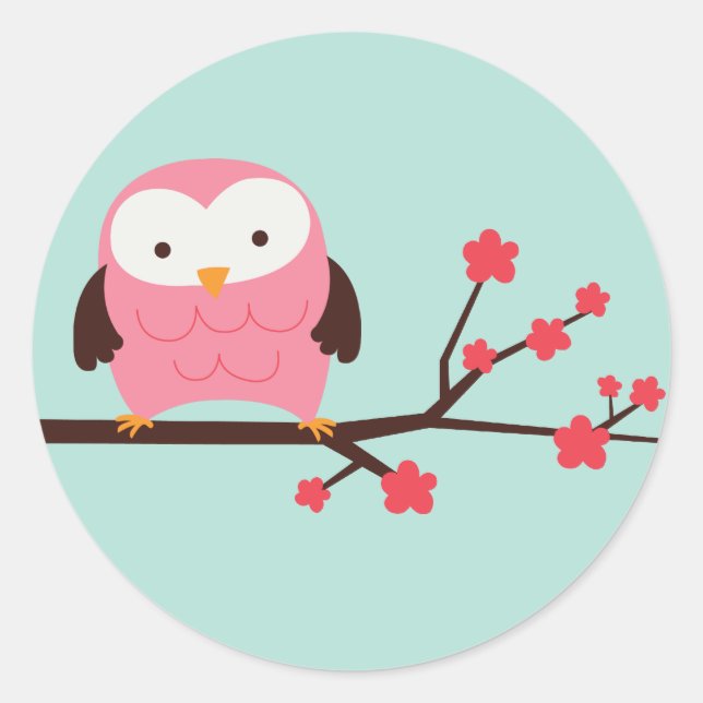 Spring Owl Classic Round Sticker (Front)