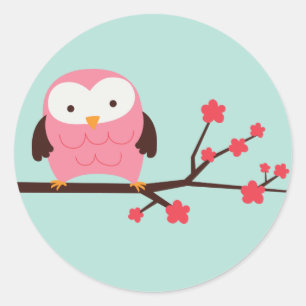 Spring Owl Classic Round Sticker