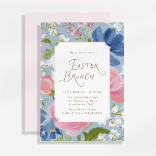 Spring Painted Floral Easter Brunch Invitation