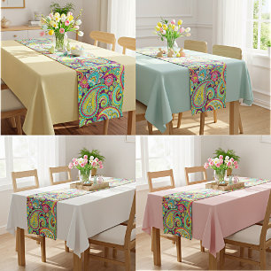 Spring paisley short table runner