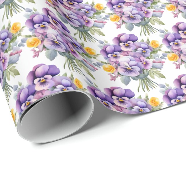Spring Pansies Pansy Wrapping Paper (Roll Corner)