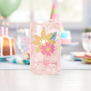 Spring Party Floral Wreath Birthday Flowers Can Glass