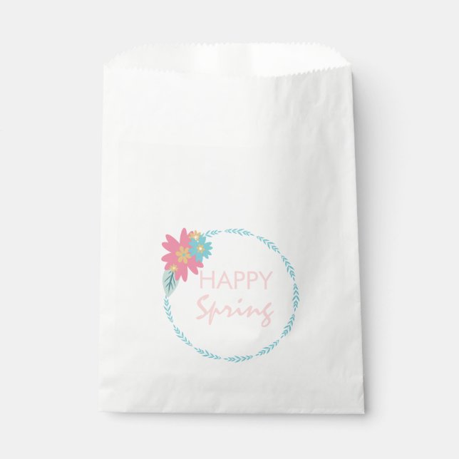 Spring Party Floral Wreath Birthday Flowers Favour Bags (Front)