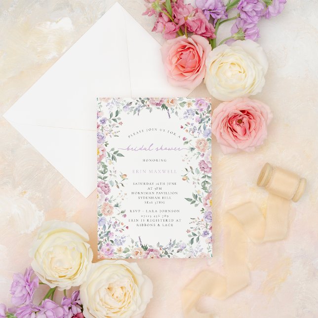 Spring Pastel Floral Frame Bridal Shower Invitation (Creator Uploaded)