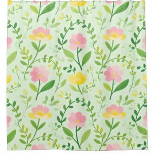 Spring Pastel Floral Pattern Shower Curtain