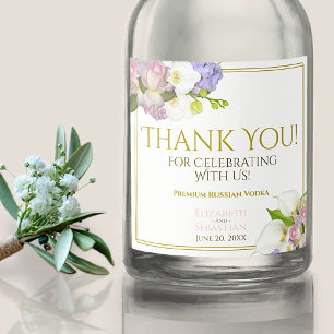 Spring Pastel Floral Wedding Thank You Liquor Bottle Label