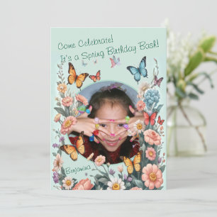 Spring Pastel Flowers & Dreamy Butterflies Holiday Card