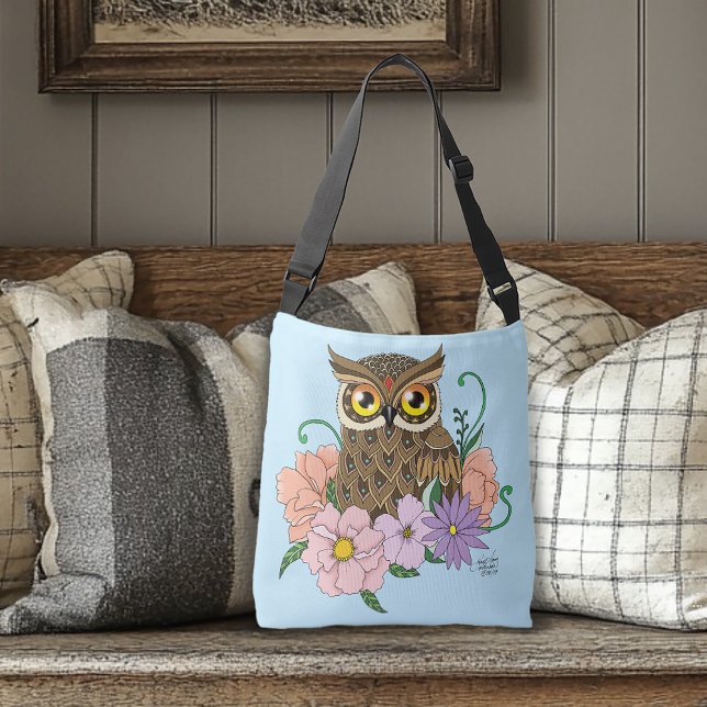 Spring Pastel Flowers Owl Crossbody Bag (Creator Uploaded)
