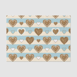 Spring Pastel Heart Stripe with Gold Accents Tissue Paper