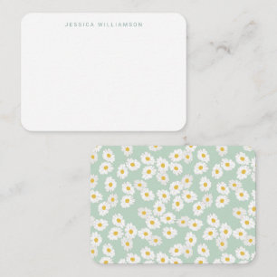 Spring Pastel Sage Blue Daisies Custom Name Card