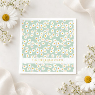 Spring Pastel Sage Daisies Bridal Shower Custom Napkin