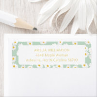 Spring Pastel Sage Green Daisies Return Address