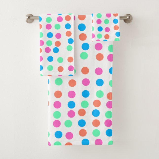 Spring Pastel Spots Bath Towel Set (Insitu)