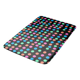 Spring Pastel Spots on Black Bath Mat