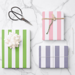 Spring Pastel Striped Patterned Set Wrapping Paper Sheet