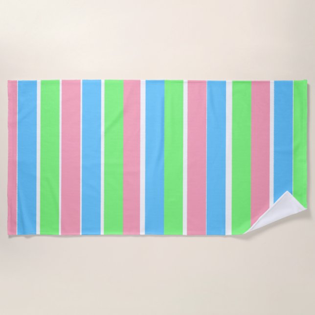 Spring Pastel Stripes  Beach Towel (Front)
