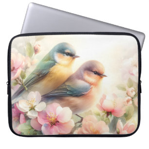 Spring Pastel Sweet Love Birds Blossoms Flowers Laptop Sleeve