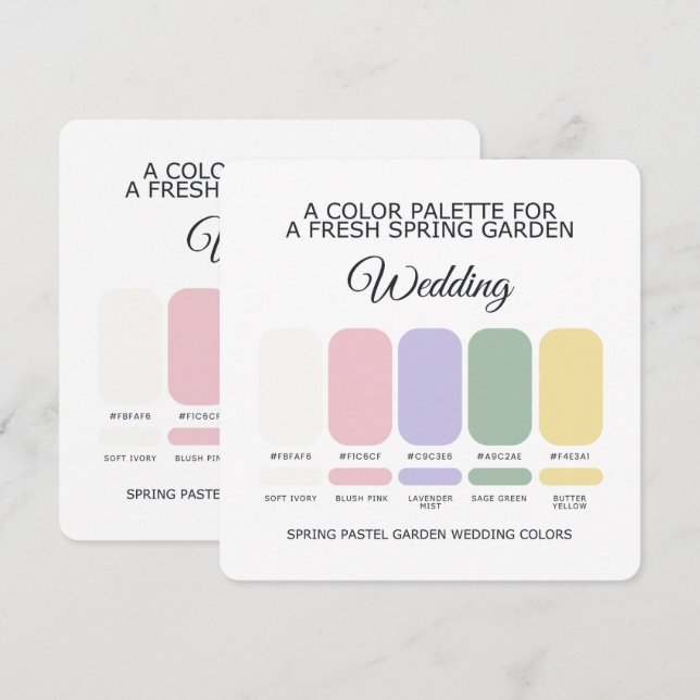Spring Pastel Wedding Color Palette Card (Front/Back)
