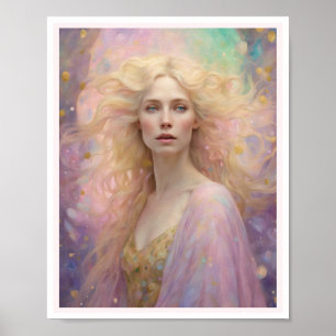  Spring Pastel Woman Blond Hair Art Deco Poster