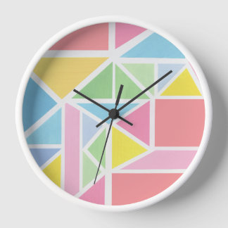 Spring Pastels Geometric Print Clock