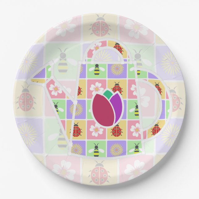 Spring Patches Paper Plate (Front)