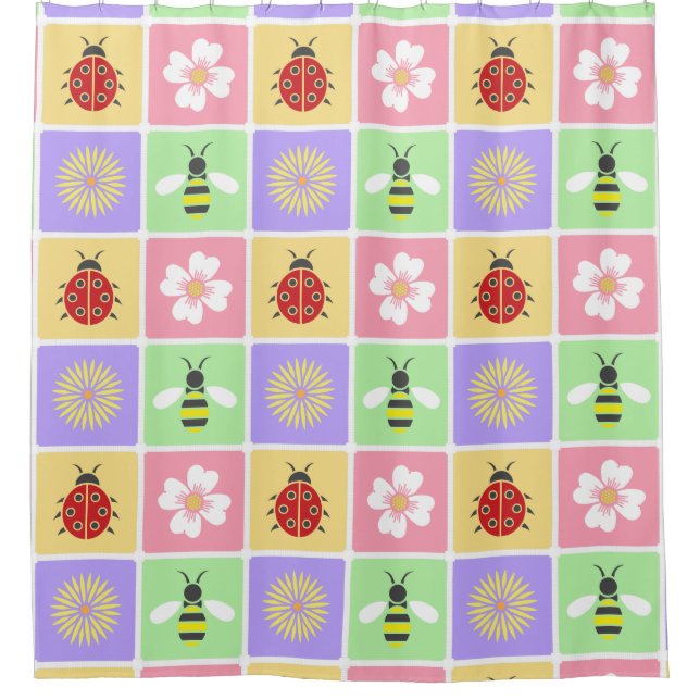 Spring Patches Shower Curtain (Front)