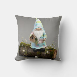 Spring Patchwork Gnome with Birdhouse Cushion