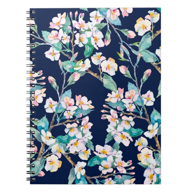 Spring pattern. Flowering branches. Watercolor. Vi Notebook (Front)