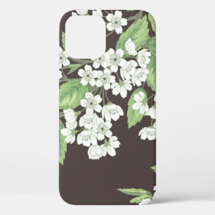 Spring pattern, green branches seamless. iPhone 12 case