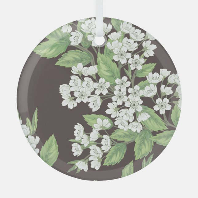 Spring pattern, green branches seamless. glass tree decoration (Front)