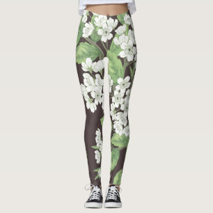 Spring pattern, green branches seamless. leggings